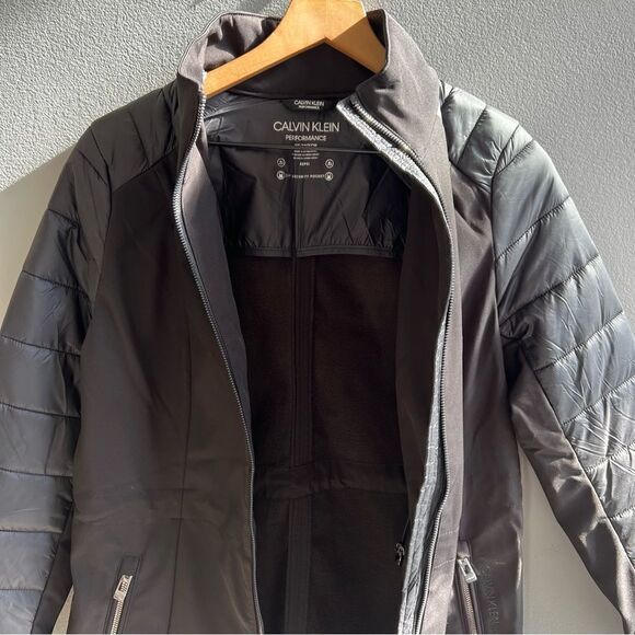 Calvin Klein Performance Soft Shell Quilted Jacket Rain Repellent Classic Black - Picture 10 of 14